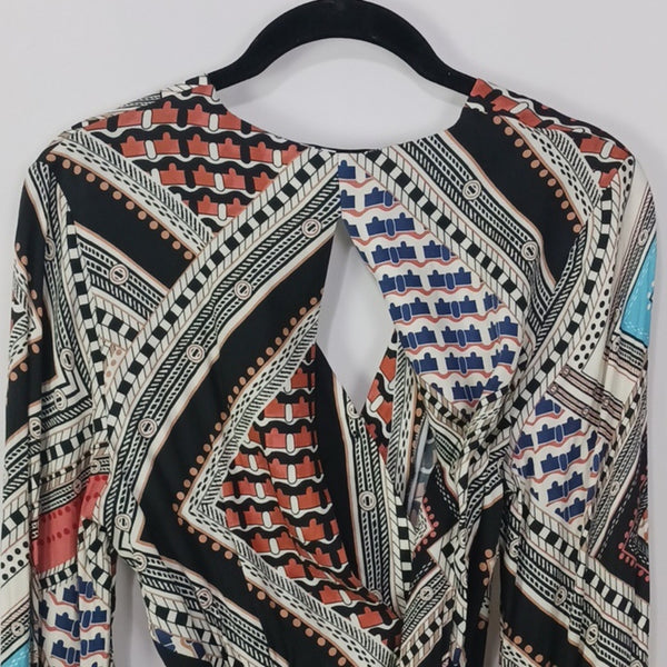 Reiss Multi Scarf Print Long Sleeve W Belt Dress.