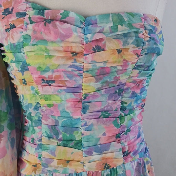 For Love & Lemons Multi Floral Maxi One-Sleeve Dress.