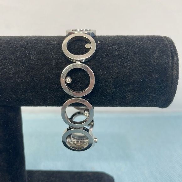 Movado Silver Circles Black Face Watch