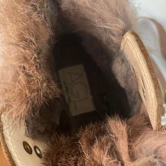 AGL Tan Suede Fur Lined Boots