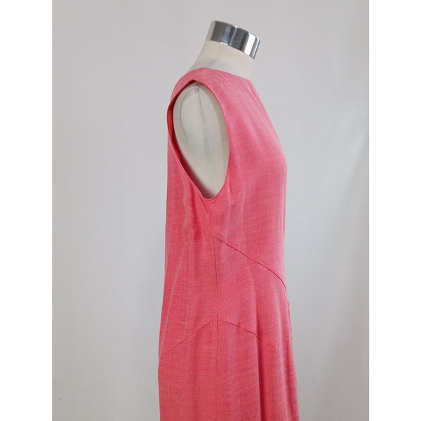 VALENTINO VTG RAW SILK CORAL ZIP FRONT / JACKET DRESS