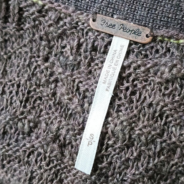Free People Long Brown W Pockets Women's Cardigan