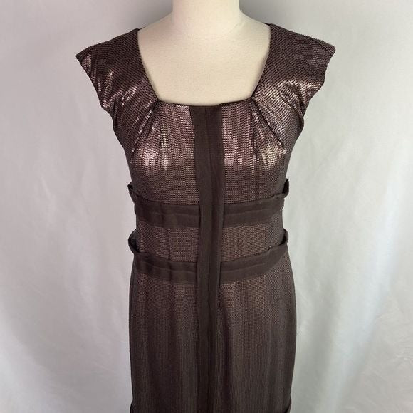 Robert Rodriguez Copper Beaded Cocktail Dress