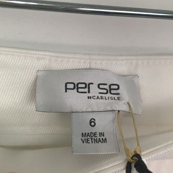 Per Se NWT White Wire Slacks with Slit