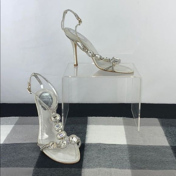 Rene Caovilla Crystal Ankle Strap Heels