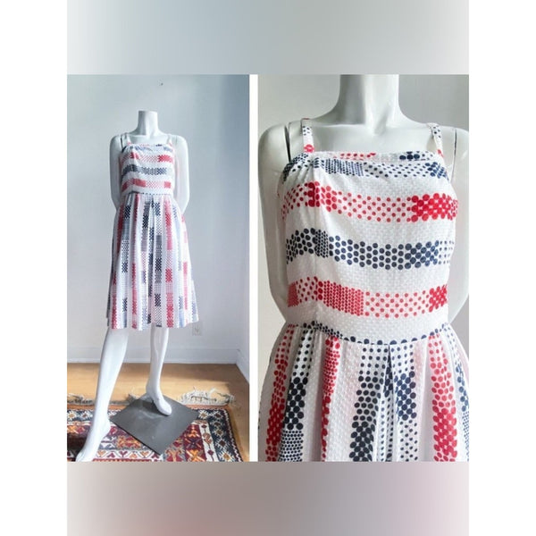 BROOKS BROTHERS WHITE W RED BLUE DOTS SUNDRESS