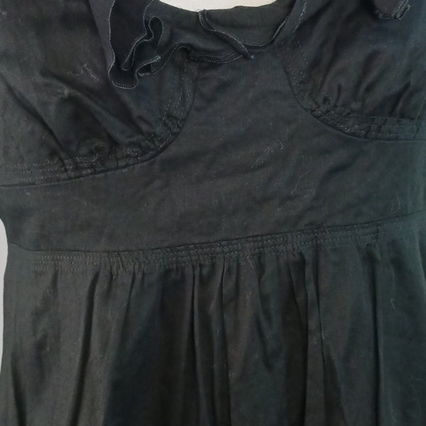 Burberry Black Ruffle Neckline Midi Dress