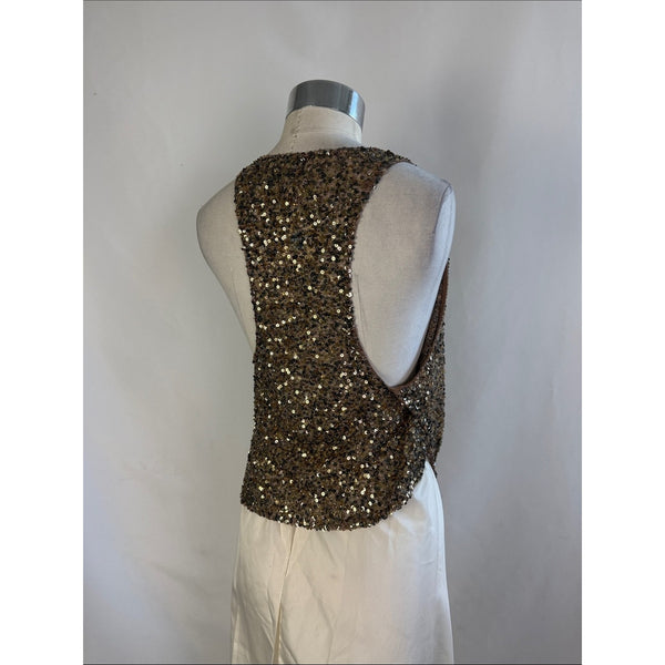 HAUTE HIPPIE NWT GOLD BEADED DRAPE NECK BODYSUIT