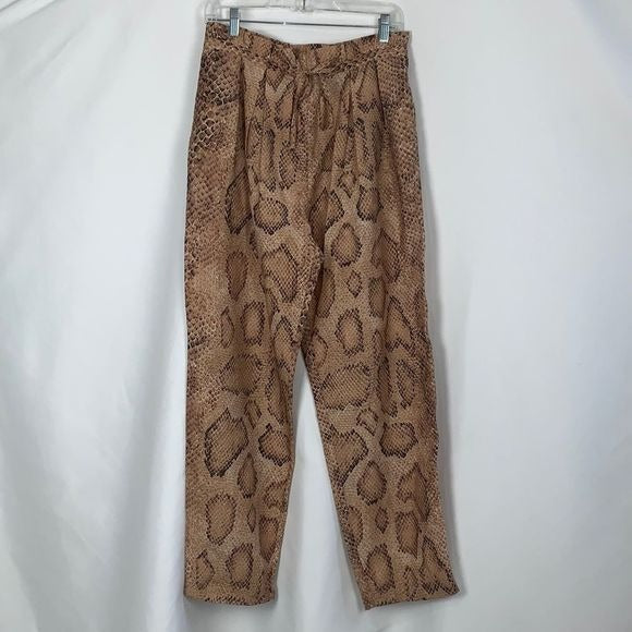 Mara Hoffman Tan Snake Paper Bag Tie Slacks