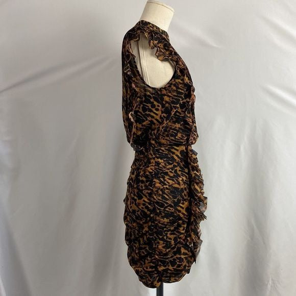 All Saints Animal Print Ruffle Mini