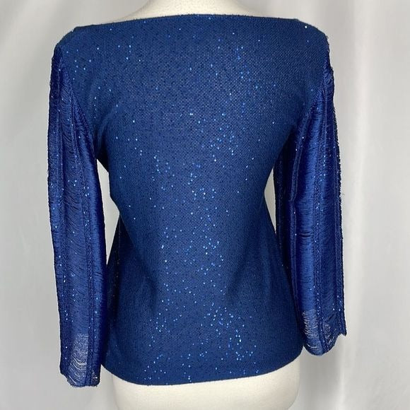 St John Navy Beaded Knit Sweater