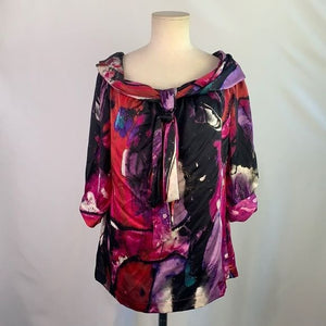 Escada NWT multi print tie front top