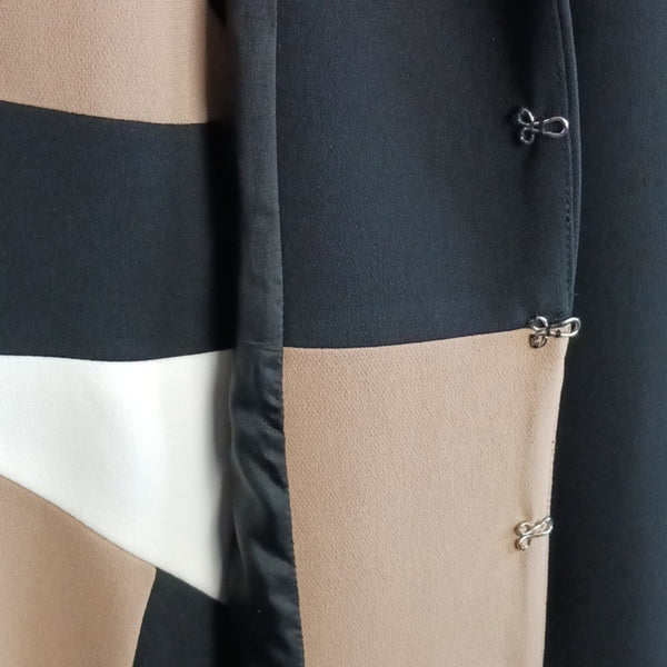 Per Se Black and Tan Long Sleeve Sheath Dress With Jacket