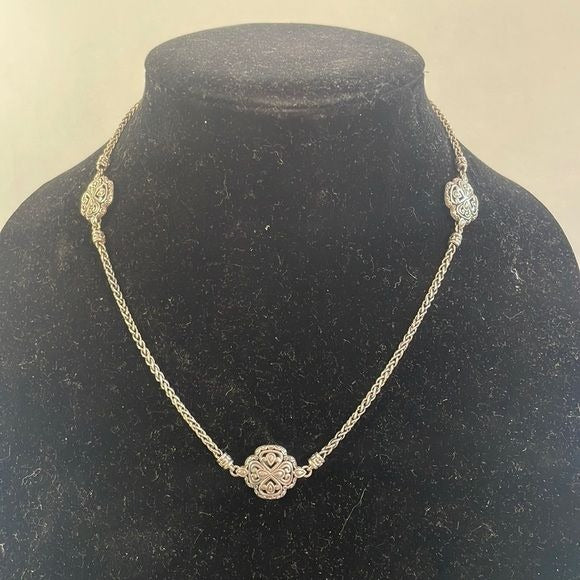John Hardy Sterling and 14kt Clover Station Necklace