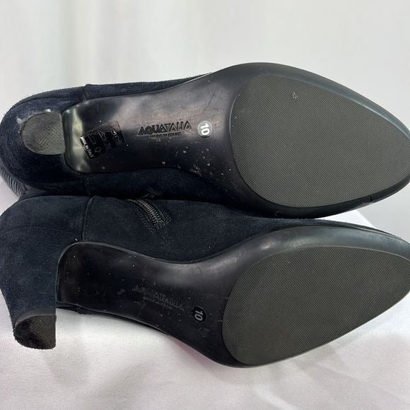 Aquatalia Black Suede Heel Boots