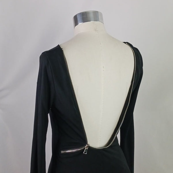 BeBe Black Long Sleeve With Zip Gown.
