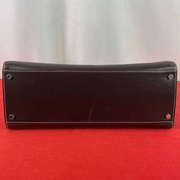Ralph Lauren Brown Leather with Silver Frame Bag