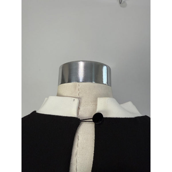 EDWARD ACHOUR Black And Cream Tie Neck Dress