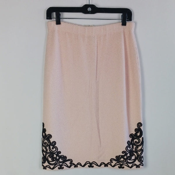 St.John Seashell/ Black Embroidered Skirt New