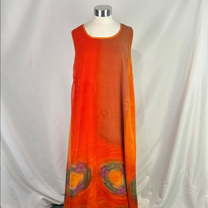 Orange Print Vintage Maxi Dress