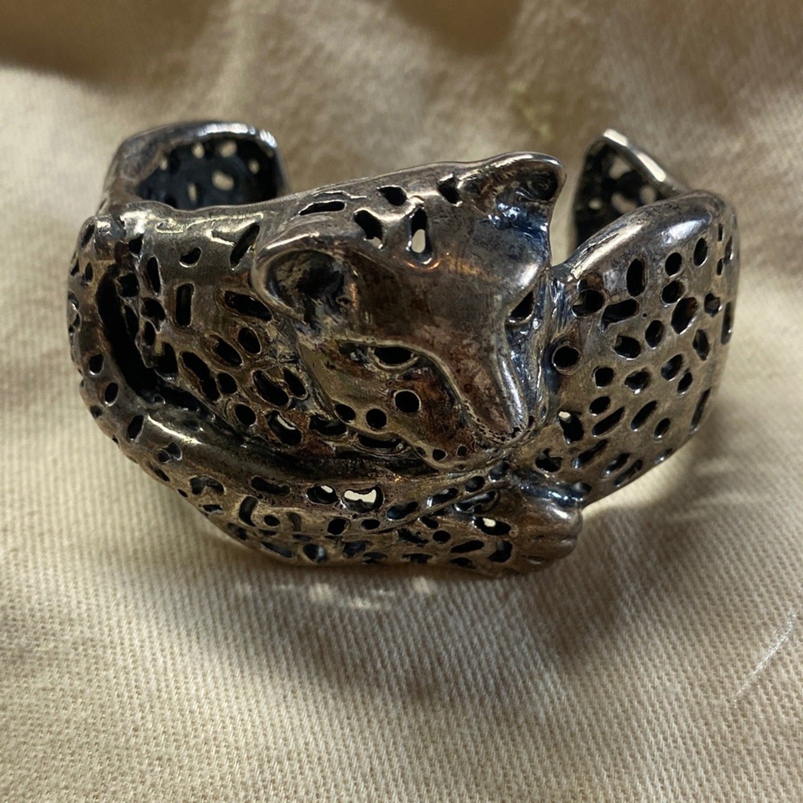Emilia Castillo Vintage Sterling Jaguar Bracelet Cuff