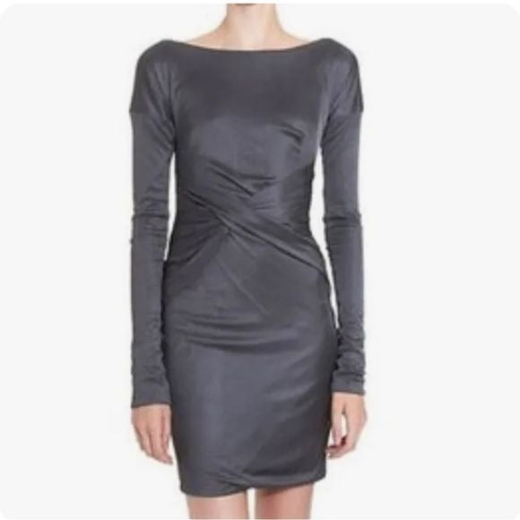 Rag and Bone gray and black pleated waist dress