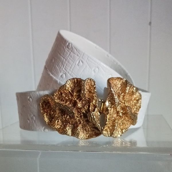 Mimi D Vintage White With Gold Buckle Belt