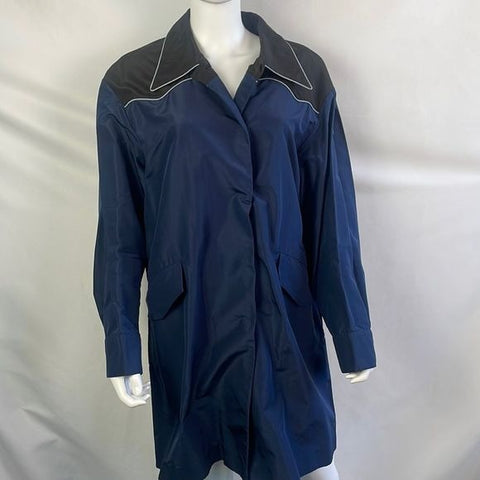 Prada Black And Navy Nylon 3/4 Belt Jacket
