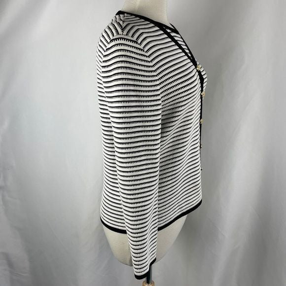 St John black/white stripe cardigan and top