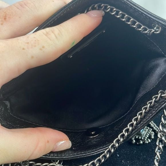 Giuseppe Zanotti Black Mini Beaded Chain Strap Bag
