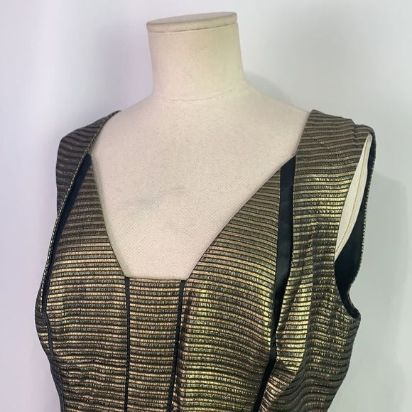 Elie Tahari Gold w/ Black Piping NWT Dress