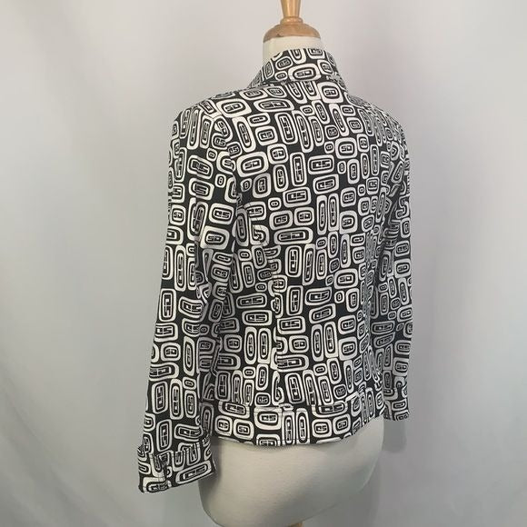 St. John black white zip logo print jacket with tank top