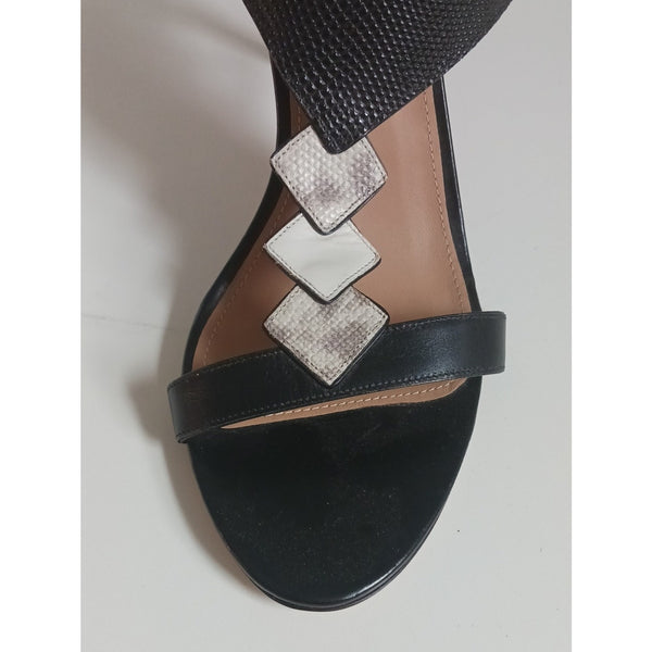 SALVATORE FERRAGAMO NEW BLK W SNAKESQ ANKLE STRAP SANDALS