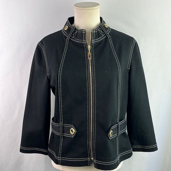 St John Denim High Neck Zip Jacket