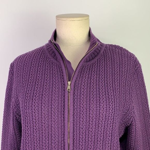 St. John purple knit zip jacket