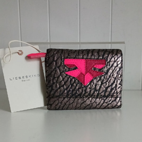 Liebeskind NWTMetallic Brown Wallet with Hot Pink Logo.