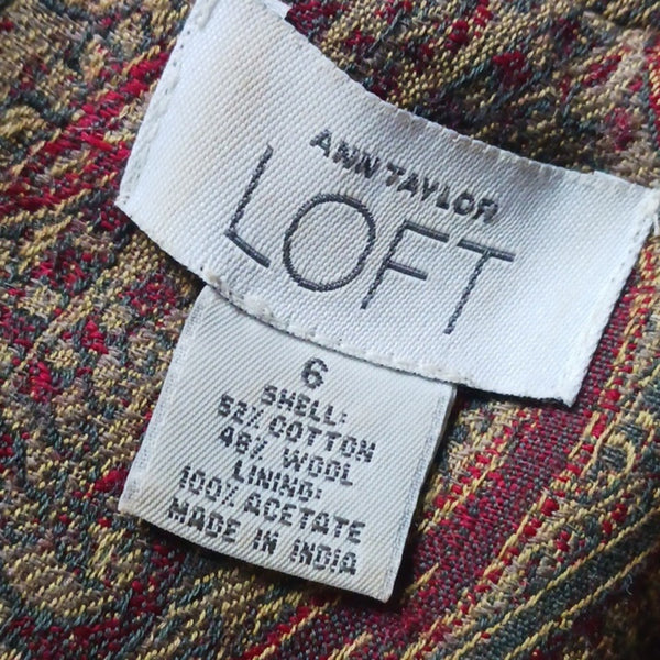 LOFT Paisley Blazer Tan Rust Long Blazer