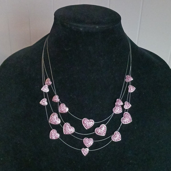 Suzanne Somers Multi Pink Hearts Necklace.