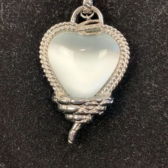 Roberto Cavalli Large Heart With Snake Pendant on Black Cord