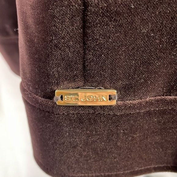 St John Brown Velvet Short Jacket With Gold Zips