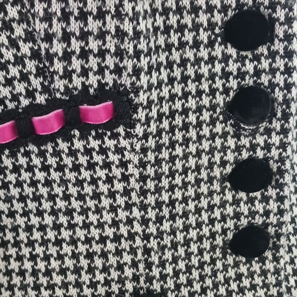 Nanette Lepore Vtg Black and White Houndstooth W Pink Trim Jacket.