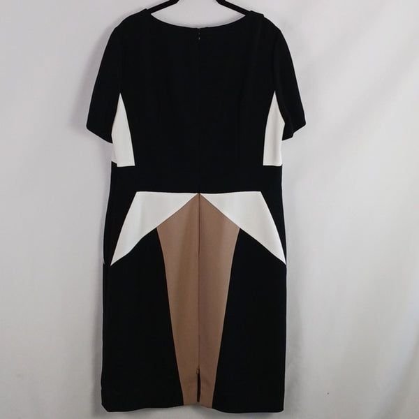 Per Se Black and Tan Long Sleeve Sheath Dress With Jacket