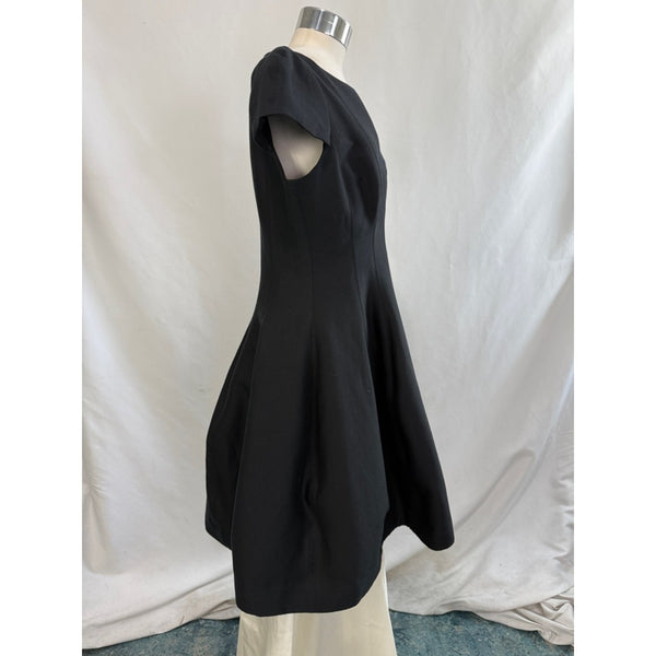 HALSTON Black Cap Sleeve Tulip Dress