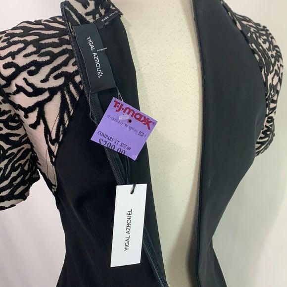 Yigal Azrouel NWT Black Print Color Block Dress
