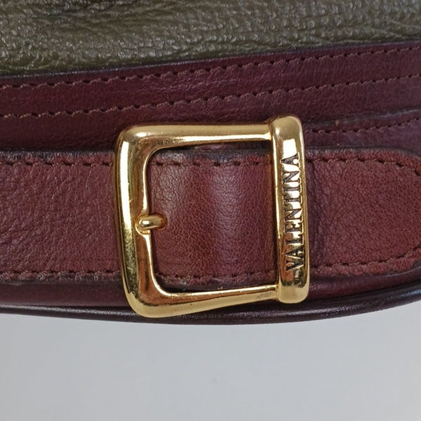 Valentina Olive With Brown Trim Bag
