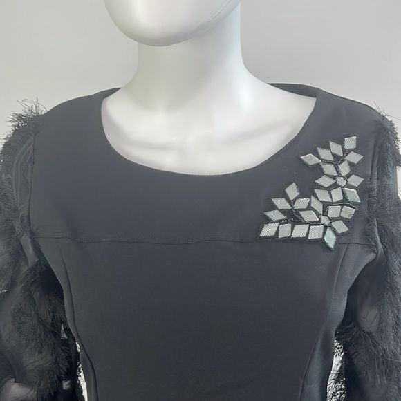 NWT Save The Queen Black Dress with Fringe/Beads/Lace
