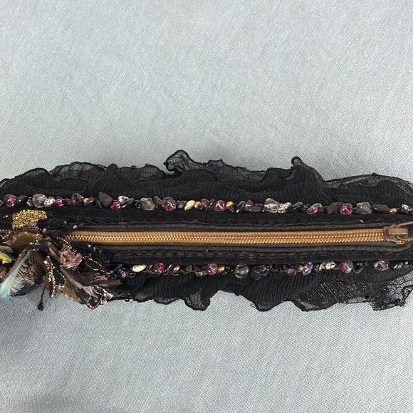 Mary Frances Black Beaded Butterfly Bag