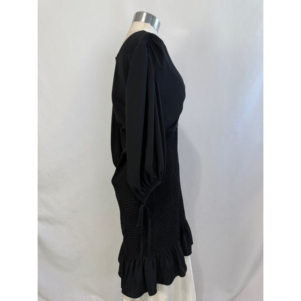 AMANDA UPRICHARD BLACK ELASTIC BOTTOM TIE SLEEVE DRESS