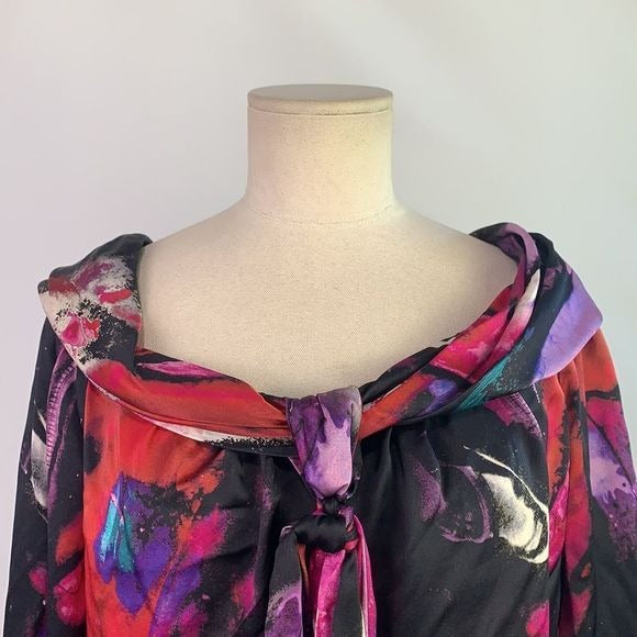 Escada NWT multi print tie front top
