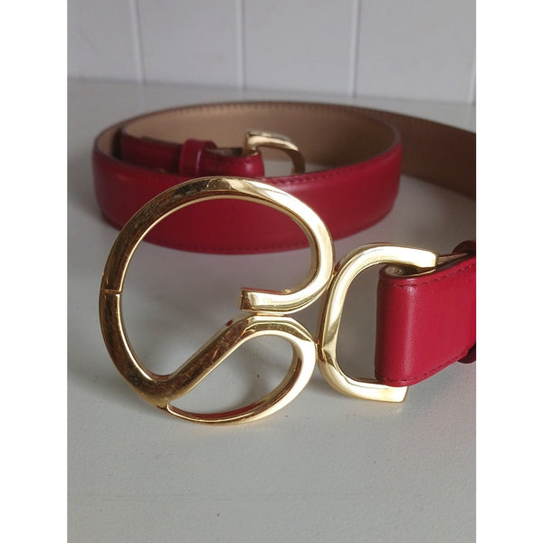 ST.JOHN RED LOGO LEATHER BELT
